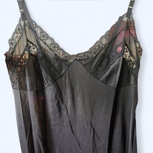 Unique Vintage Black Lace Slip Dress